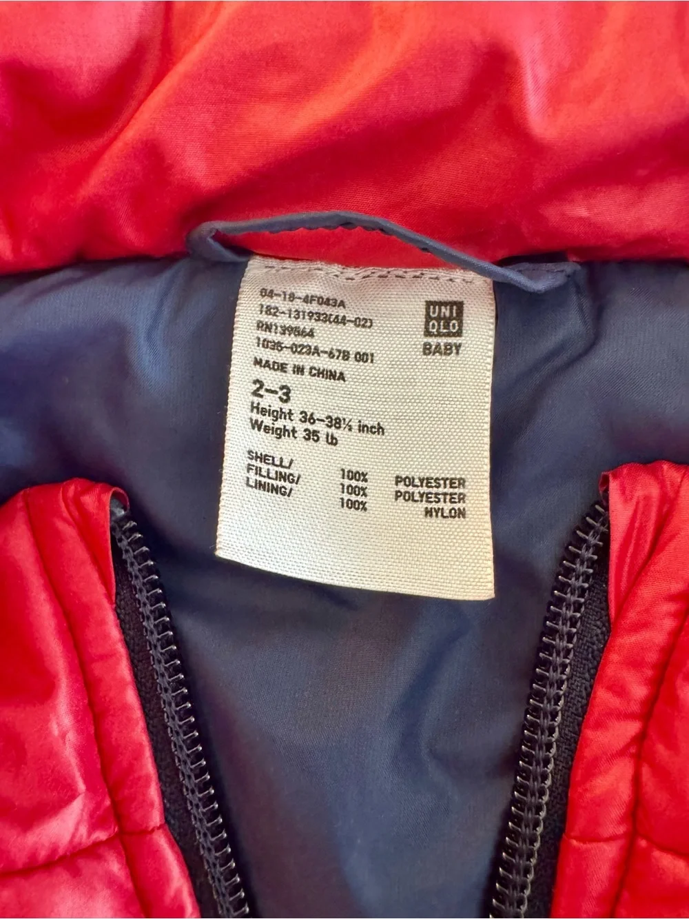 Uniqlo Kids Red Puffer Vest - size 2T-3T